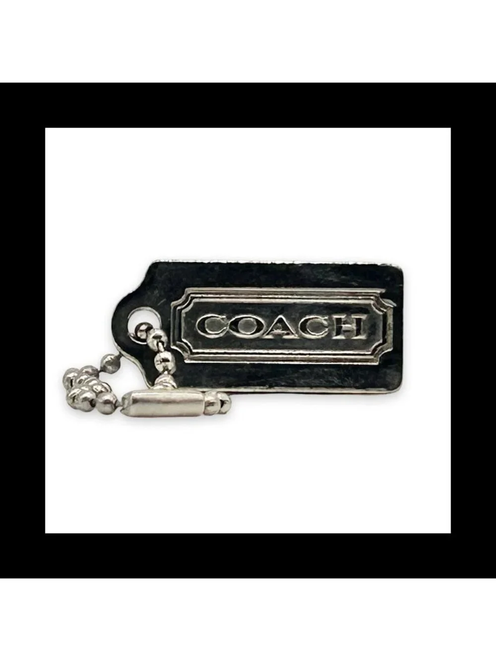COACH Y2K VINTAGE 1.25" Small Silver Nickel Metal Hang Tag Bag Charm Keychain